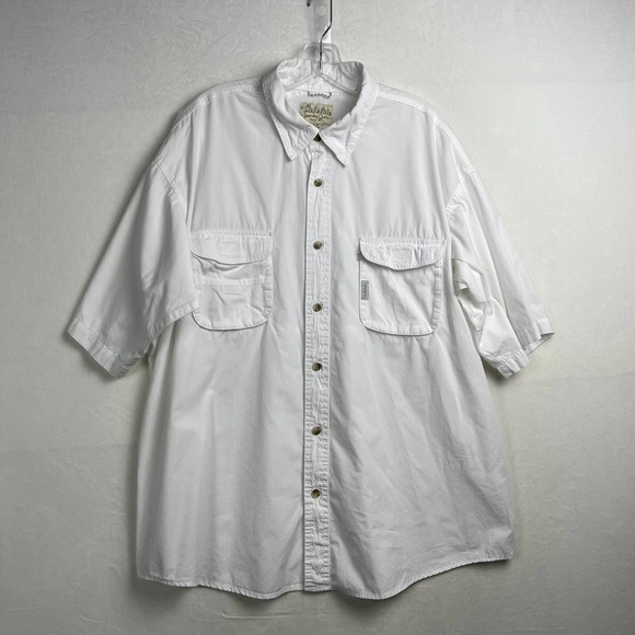 Cabela's Men's XL Lightweight Vented‎ Fishing Shirt Button Up Short Sleeve White - Picture 1 of 13